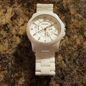 White Fossil Watch